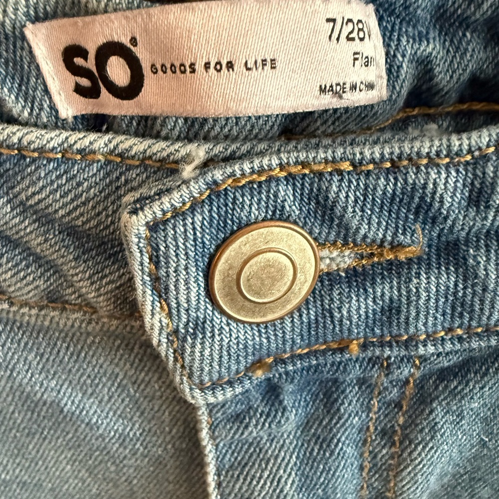 Y2K Two Tone Flare Jeans Colorblock Wide Leg Denim 7/28 - Picture 8 of 10